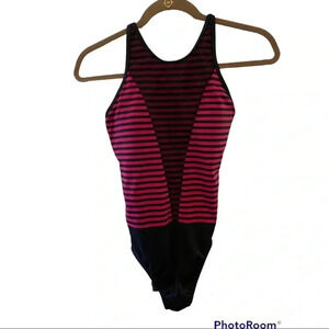 Nike Womens One Piece Striped Swimsuit